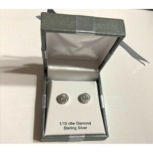 1/10 Cttw. Diamond Prong Set Sterling Silver Cluster Stud Earrings for Women NEW